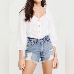 Abercrombie & Fitch Annie High Rise Denim Short Size 25 Distressed Raw Hem
